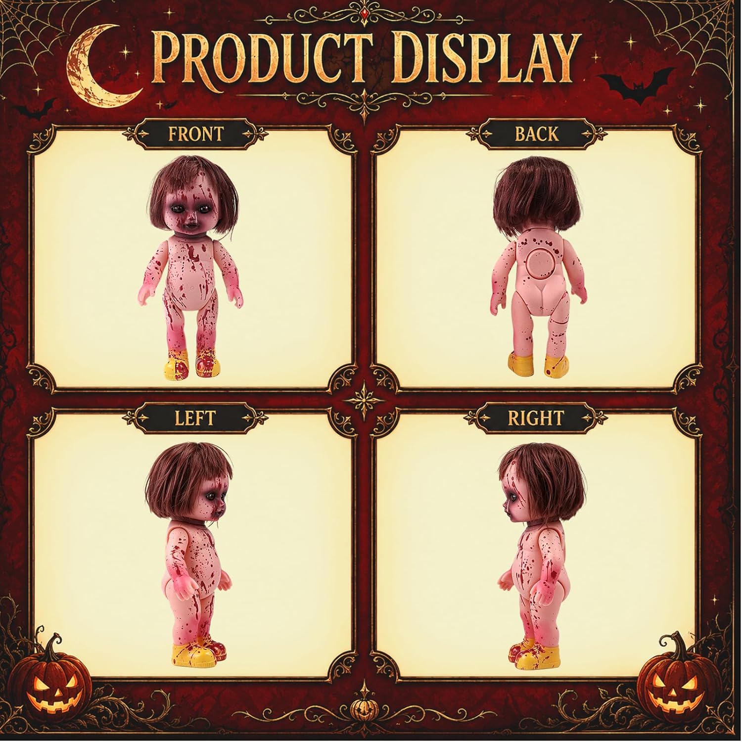 Halloween Creepy Doll Scary Zombie Haunted Doll Decoration PVC Ghost Statue Props for Indoor Outdoor Haunted House