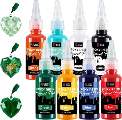 8-Color Resin Pigment Paste, 8 * 1.06oz Concentrated Color | Epoxy Resin Color Pigment for Translucent to Opaque