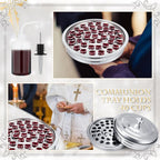 1 Set Holy Communion Trays for Churches with Lid, Churches Cup Fillers, 100 Disposable Communion Cups (Silver)
