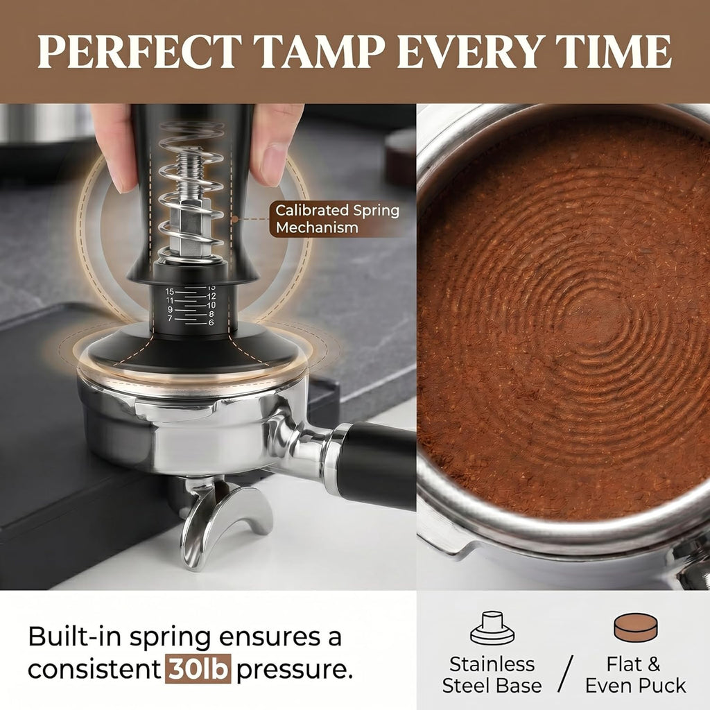 51mm Espresso Accessories Kit – 26PCS Tamping Station, Tamper, WDT Tool, Distributor, Dosing Funnel, Puck Screen, Air