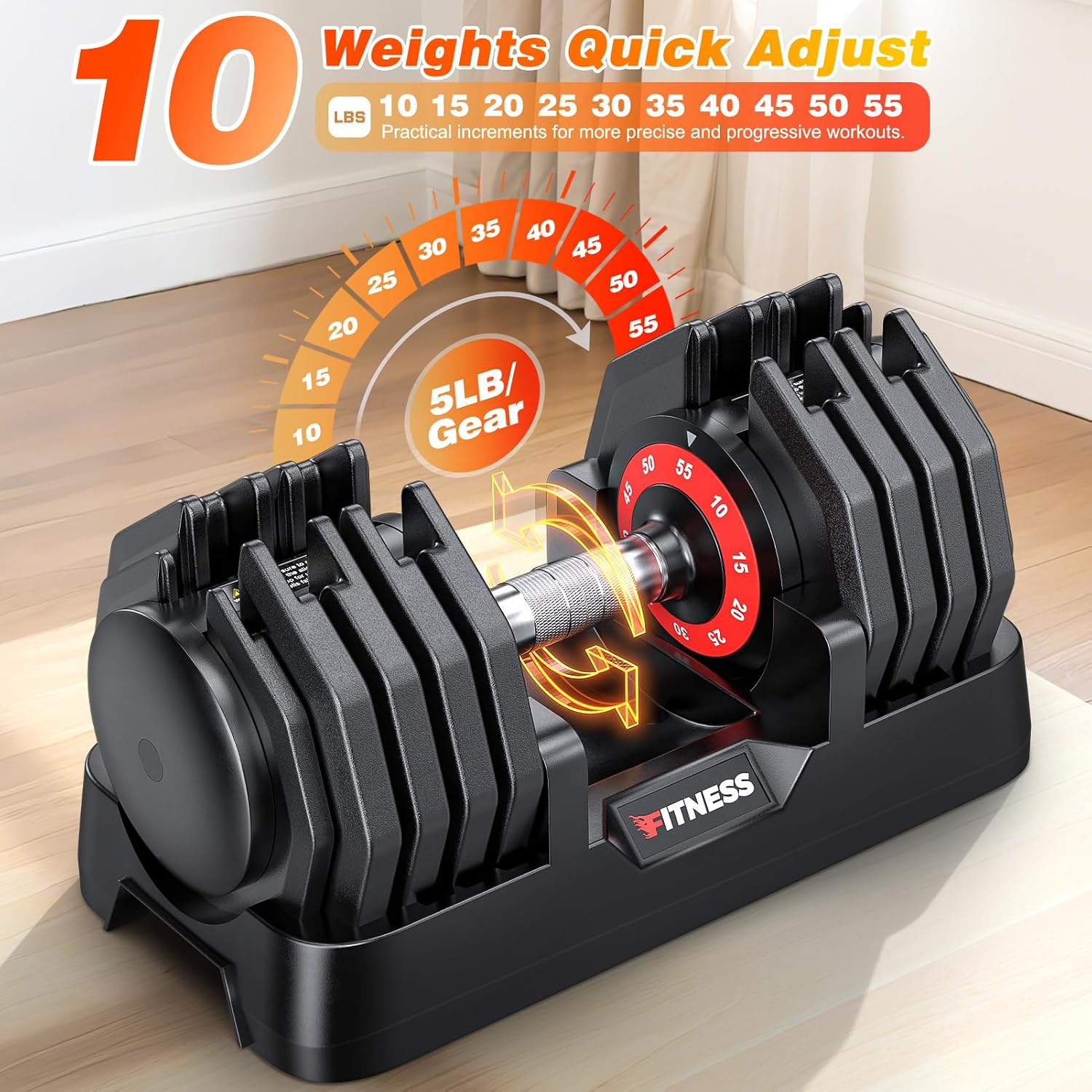 Adjustable Dumbbells Set of 2, Weight Set at Home | 25 to 80 lb, secure grip, space-saving design，fast weight change