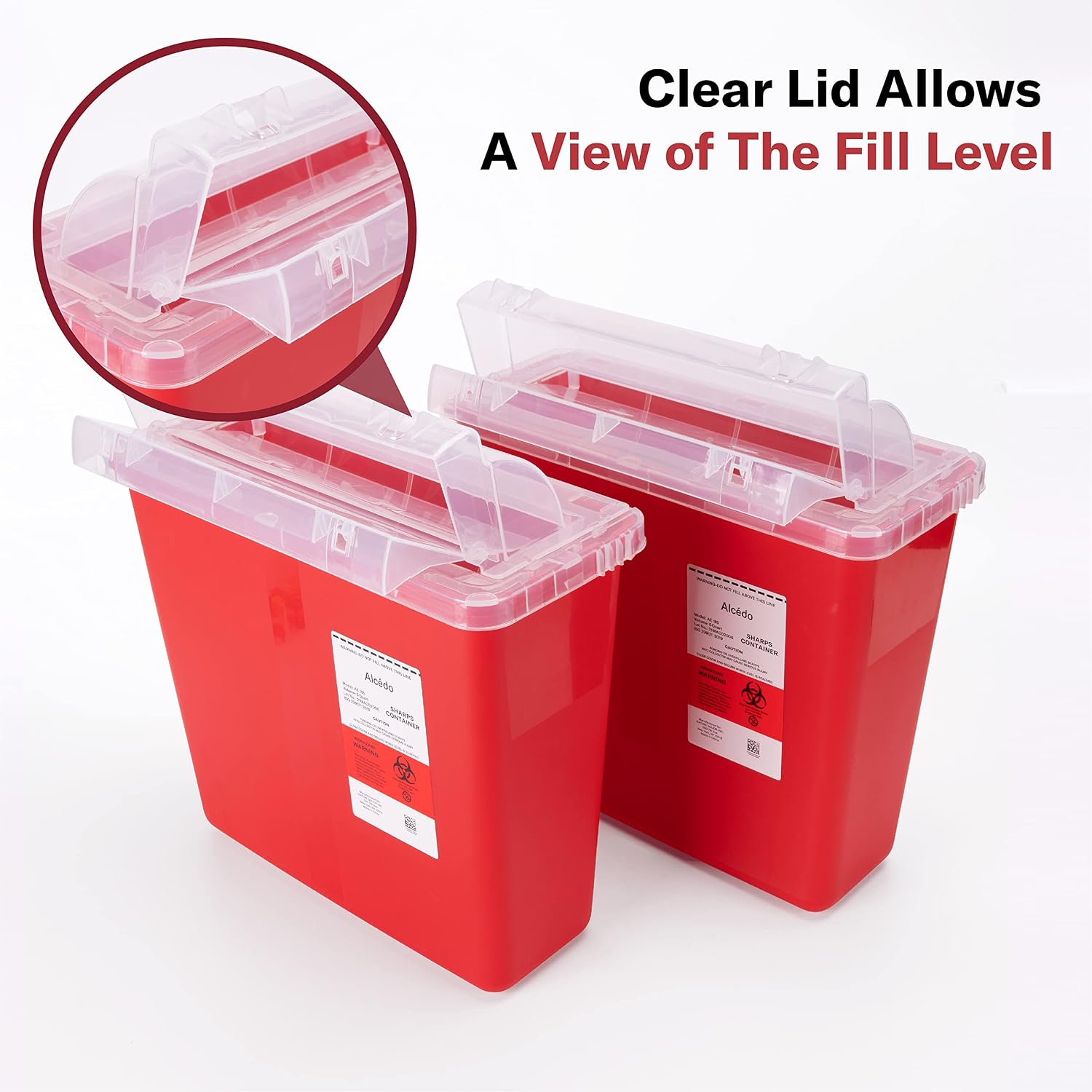 Large Sharps Container 5 Quart (2-Pack) Home & Professional Use | Biohazard Needle/Syringe Disposal, Mailbox Lid