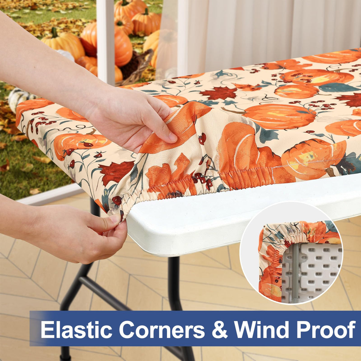 Rectangle Table Cloth Cover 6 Foot Elastic Fitted Tablecloth