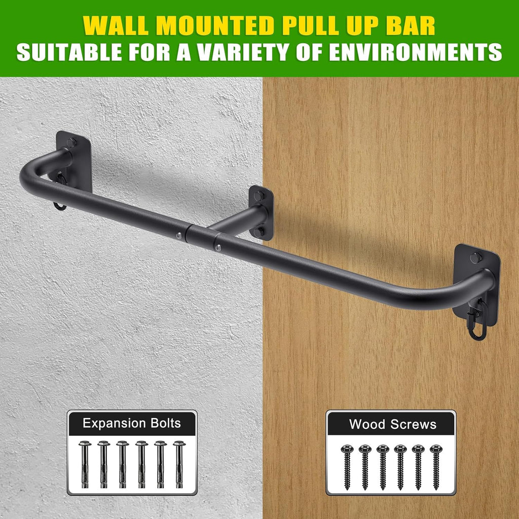 32"/36" Wall Mount Pull Up Bar Joist Mount Chin Up Bar for Doorway | Heavy Duty Steel Construction Support 450 lb