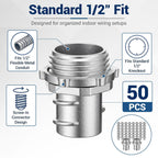 50 Pack 1/2 Inch Flexible Metal Conduit Connectors