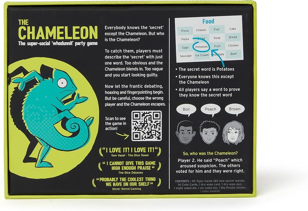 The Chameleon: Award-Winning Bluffing Board Game for Family, Adults & Friends | Includes 80 Extra Secret Words | Who