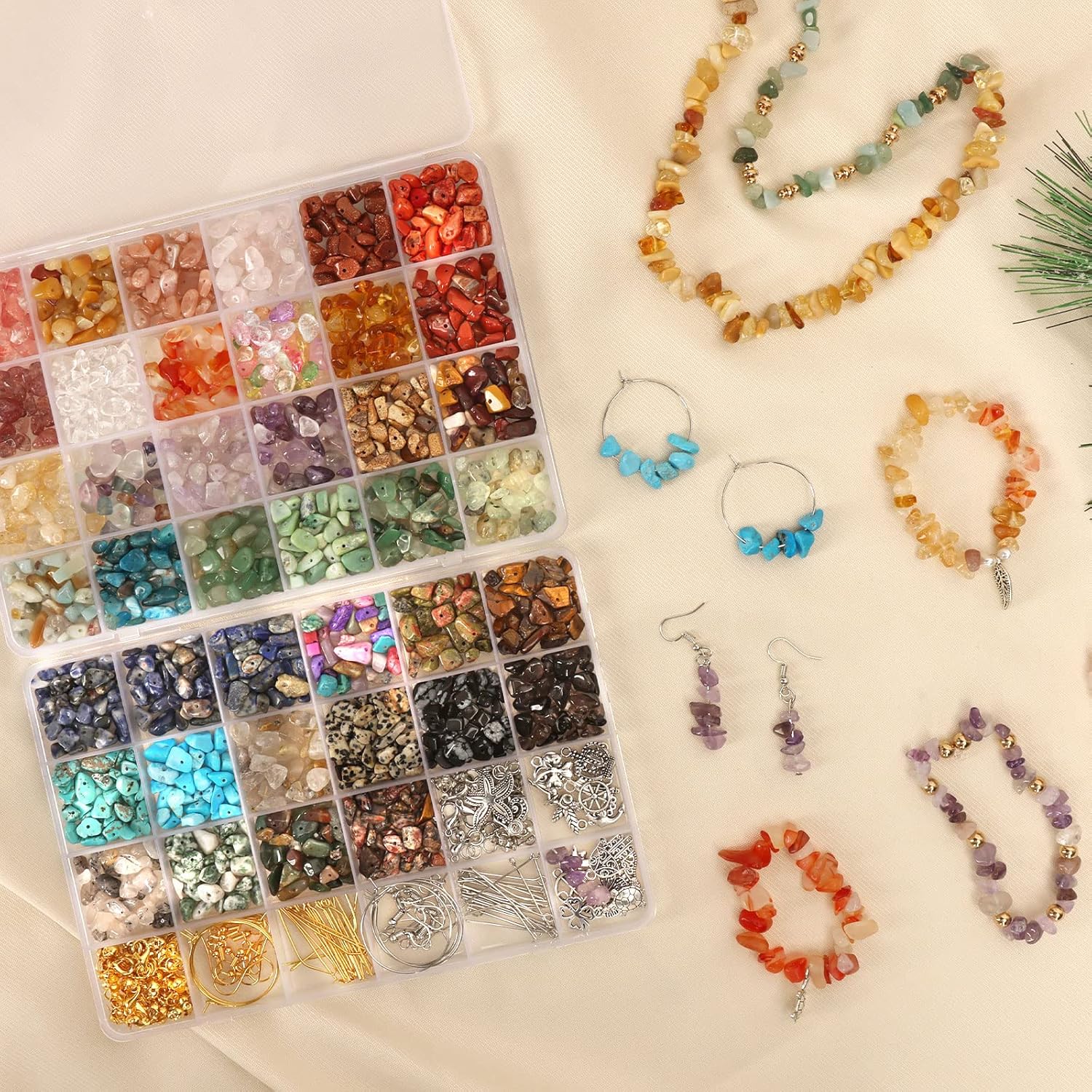40 Colors Crystal Beads for Jewelry Making Crystal and Gemstone Beads 900pcs Jewelry Making Supplies Kit for Ring