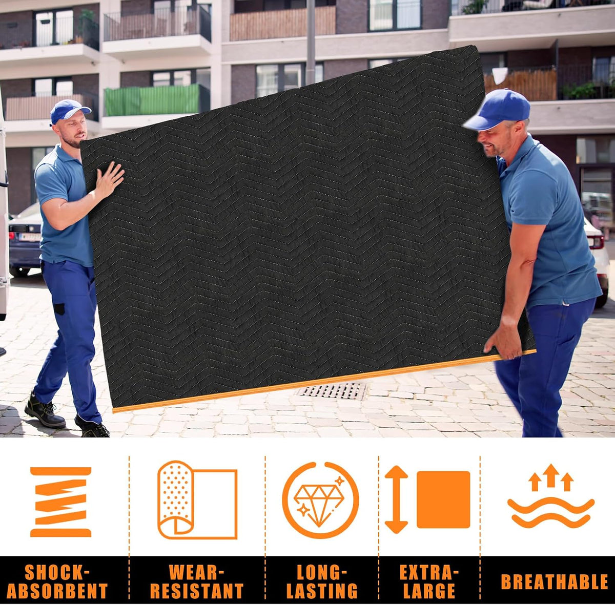 2 Pcs 60'' x 120'' Extra Large Moving Blankets, Black Quilted