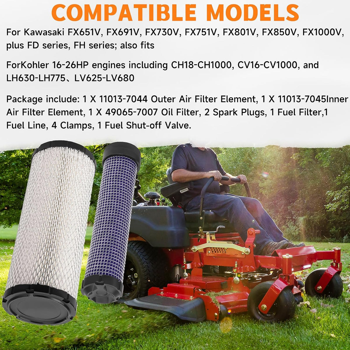 11013-7044/11013-7045 Air Filter 49065-7007Oil Filter For Kawasaki FX | For Kawasaki FX651VFX691V FX730V FX751V