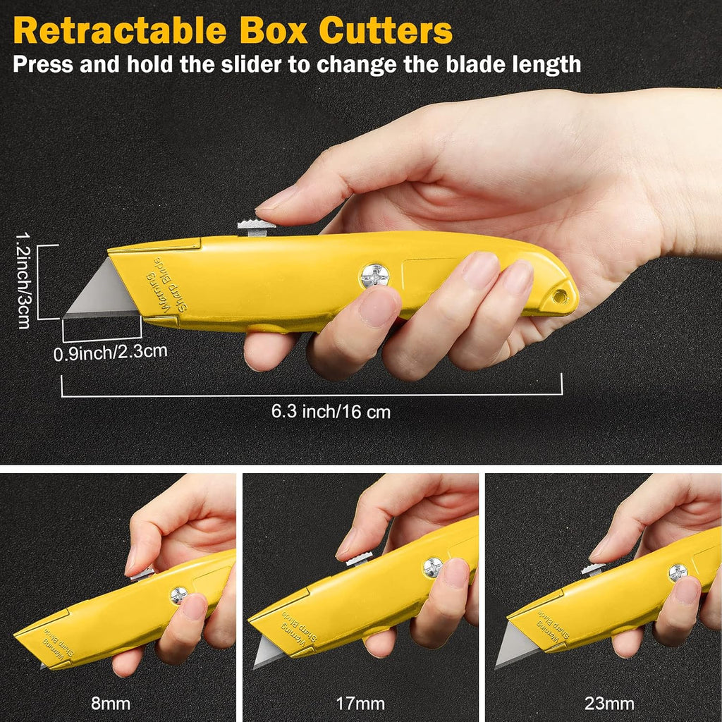 20 Pcs Box Cutter Bulk Retractable Utility Knife, Yellow