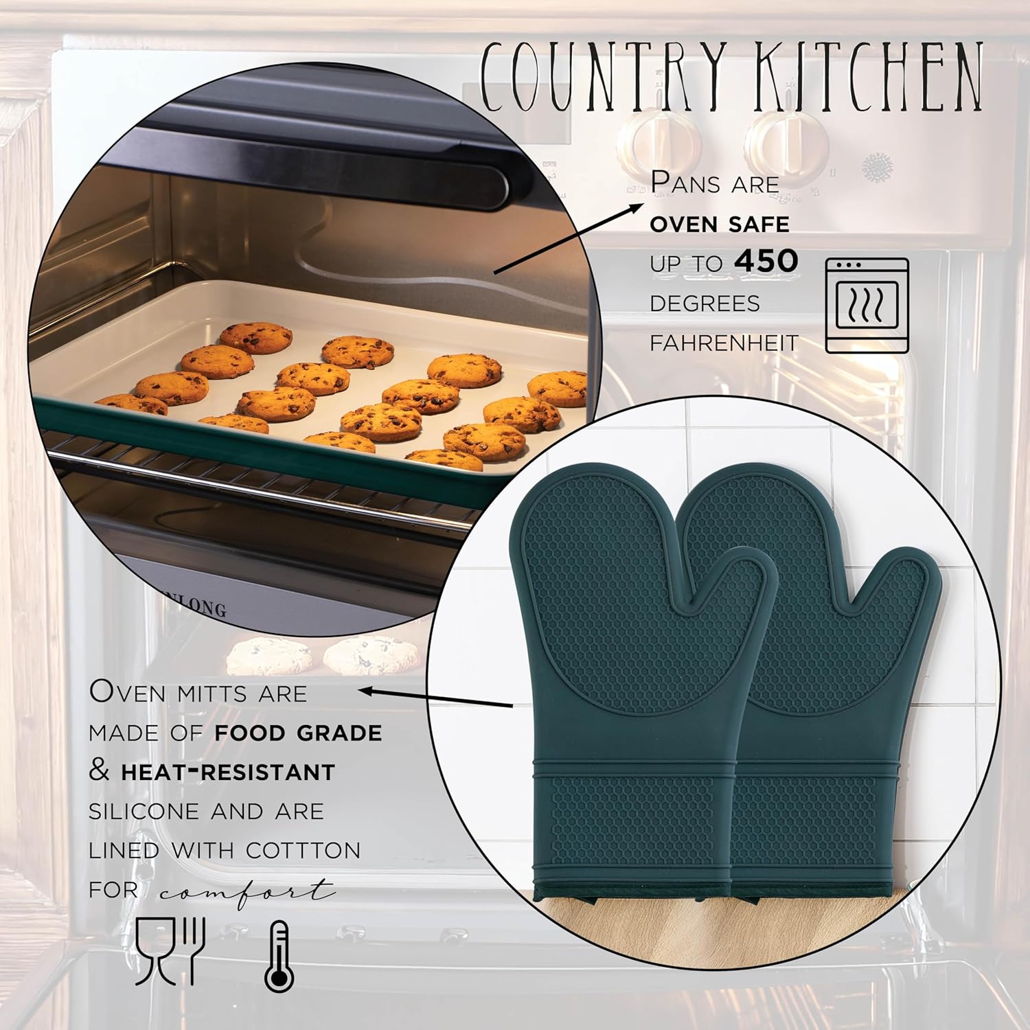 Nonstick Stackable Bakeware Set - Deluxe Heavy Duty, Durable, Easy Release Baking Set, Sage, 13 Pcs