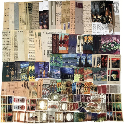 200PCS Vintage Scrapbooking Supplies Kit for Journaling, Junk Journal Planners Aesthetic Cottagecore Room Decor Wall