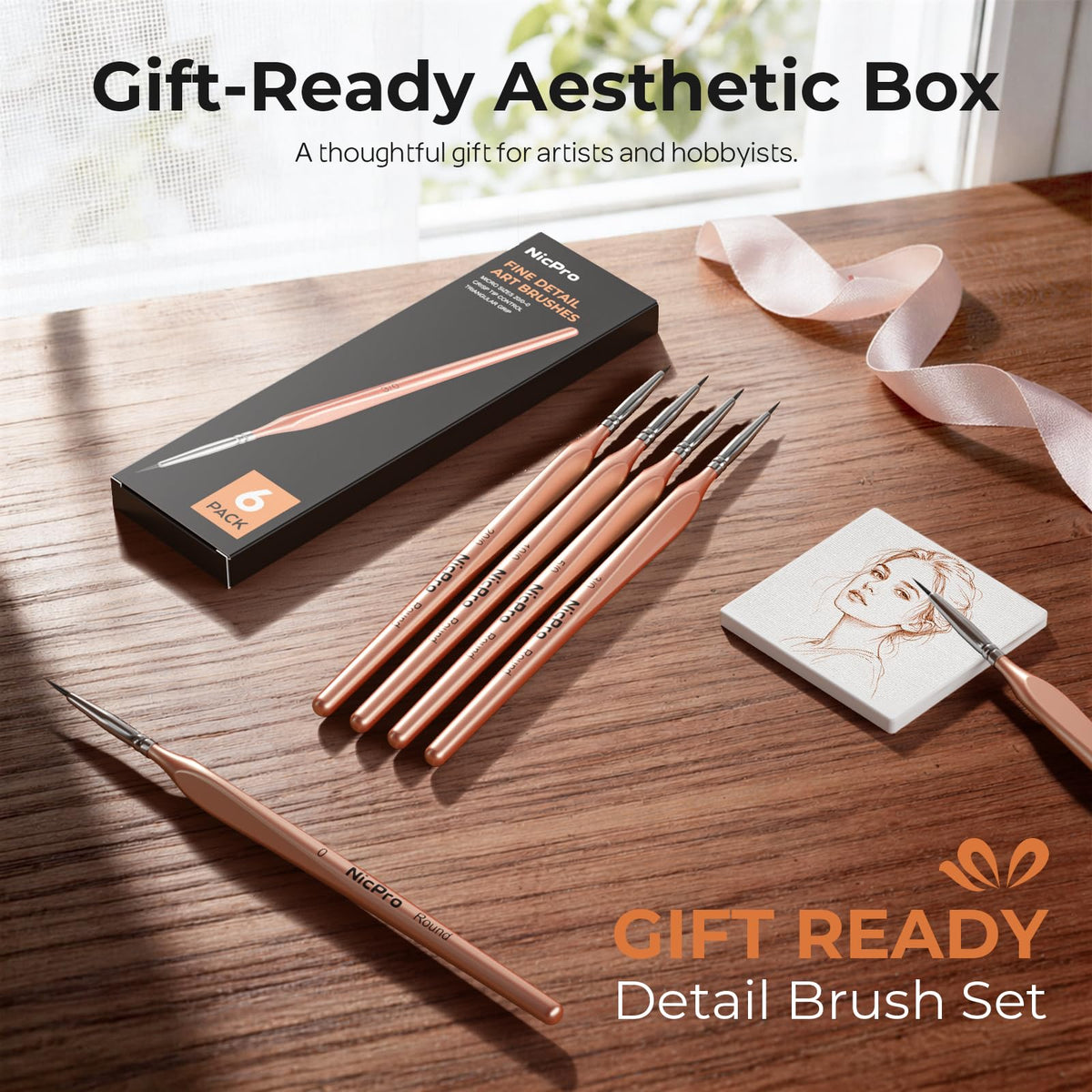 Detail Paint Brushes, 6 PCS Extra Fine Tip Miniature Paint Brush Set