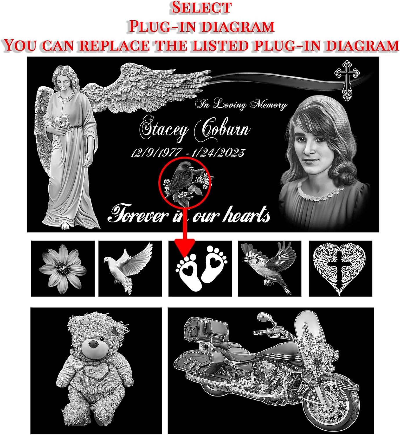 Personalized Memorial Granite Stone,Garden Memorial plaques for Outdoors,Headstones for Graves,Cemetery