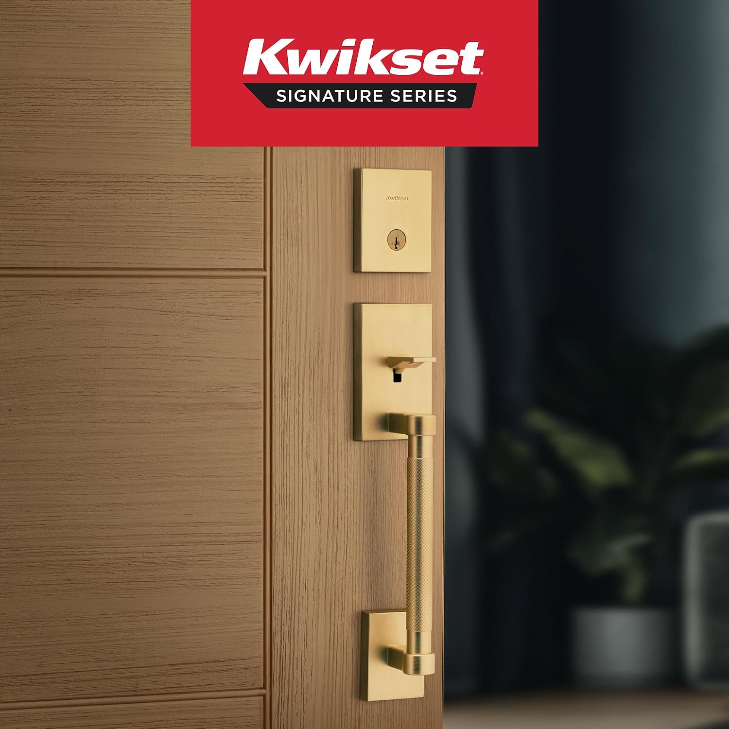 Prava Front Door Lock Handle and Deadbolt Set, Entry Handleset Exterior with Interior Reversible Lever, Satin Brass