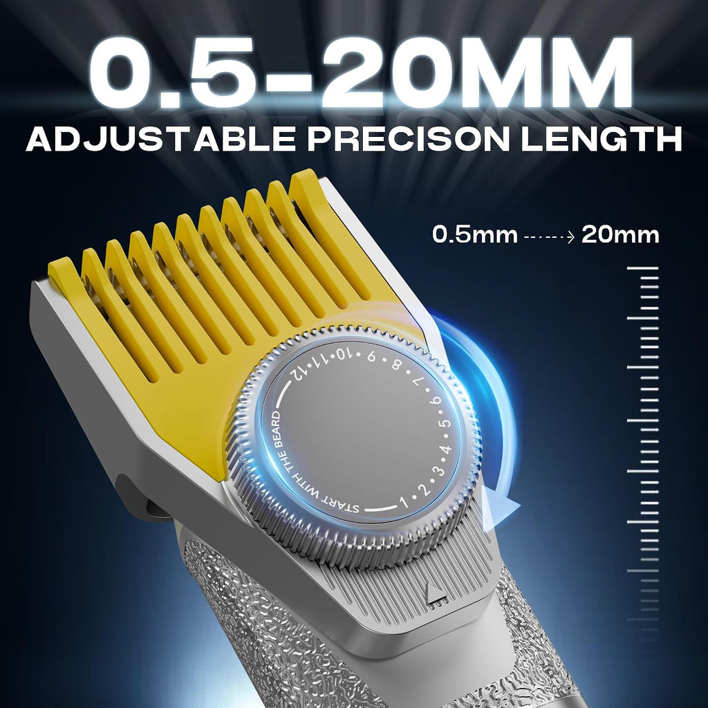 Beard Trimmer for Men, 6-in-1 Men's Grooming Kit,IPX7 Waterproof Wet/Dry, 2-Speed electric razor for men, Easy-Swap