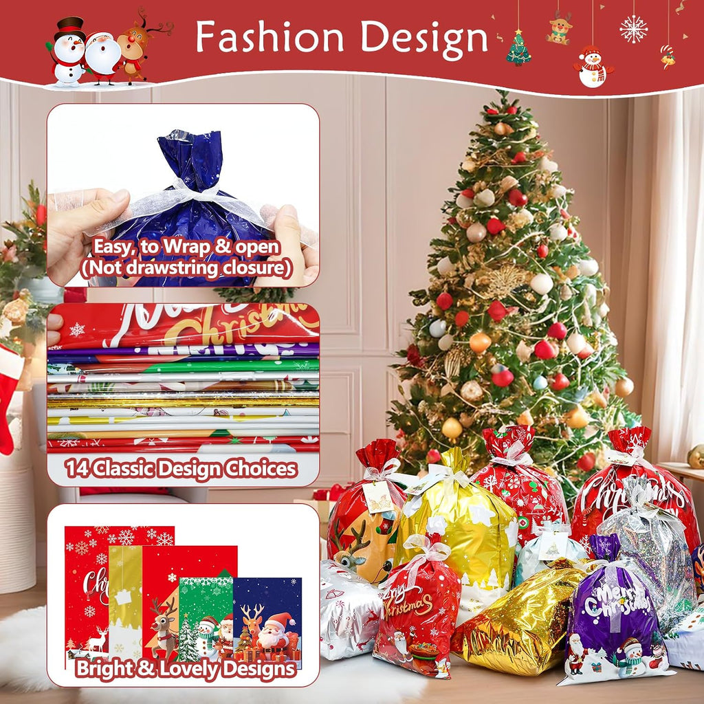 30 Pcs Christmas Gift Bags, 4 Assorted Sizes Small Medium Large
