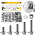 224Pcs M6 Bolt x 12/16/20/25/30mm, M6x1.0 Bolt, Flanged Hex Head Bolts with Flange Nuts Washers, 304 Stainless Steel M6 Screws, Metric Bolt Assortment, DIN 6921 By Mywish