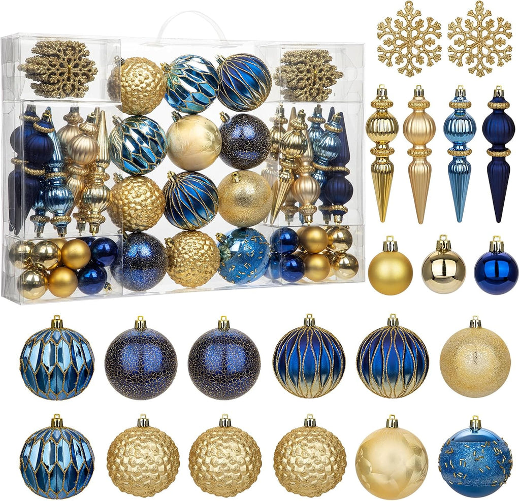 92ct Christmas Tree Decoration Set Christmas Ball Ornaments with Srtings Shatterproof Christmas Baubles for Christmas