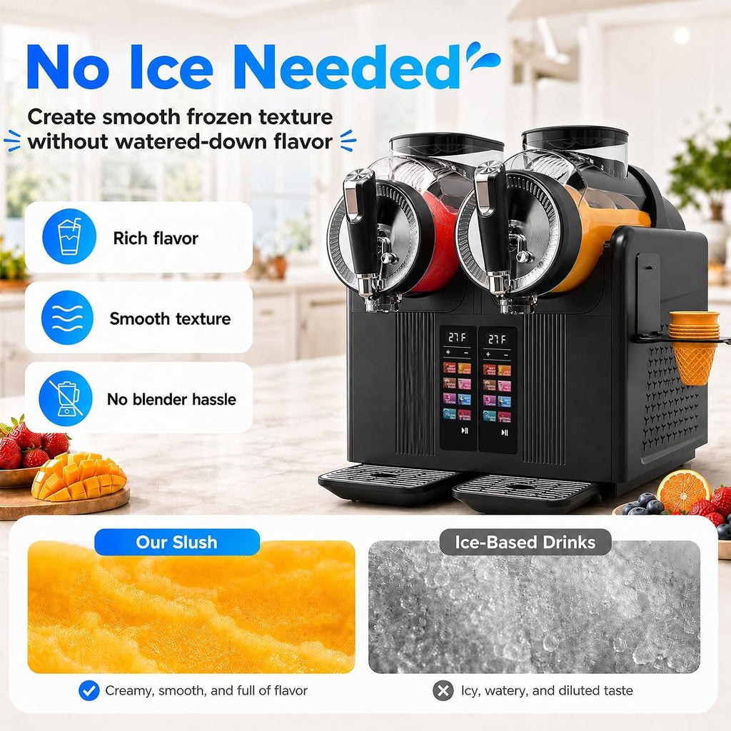Dual Tank Slushie Machine for home,135oz Soft Serve Ice Cream Maker
