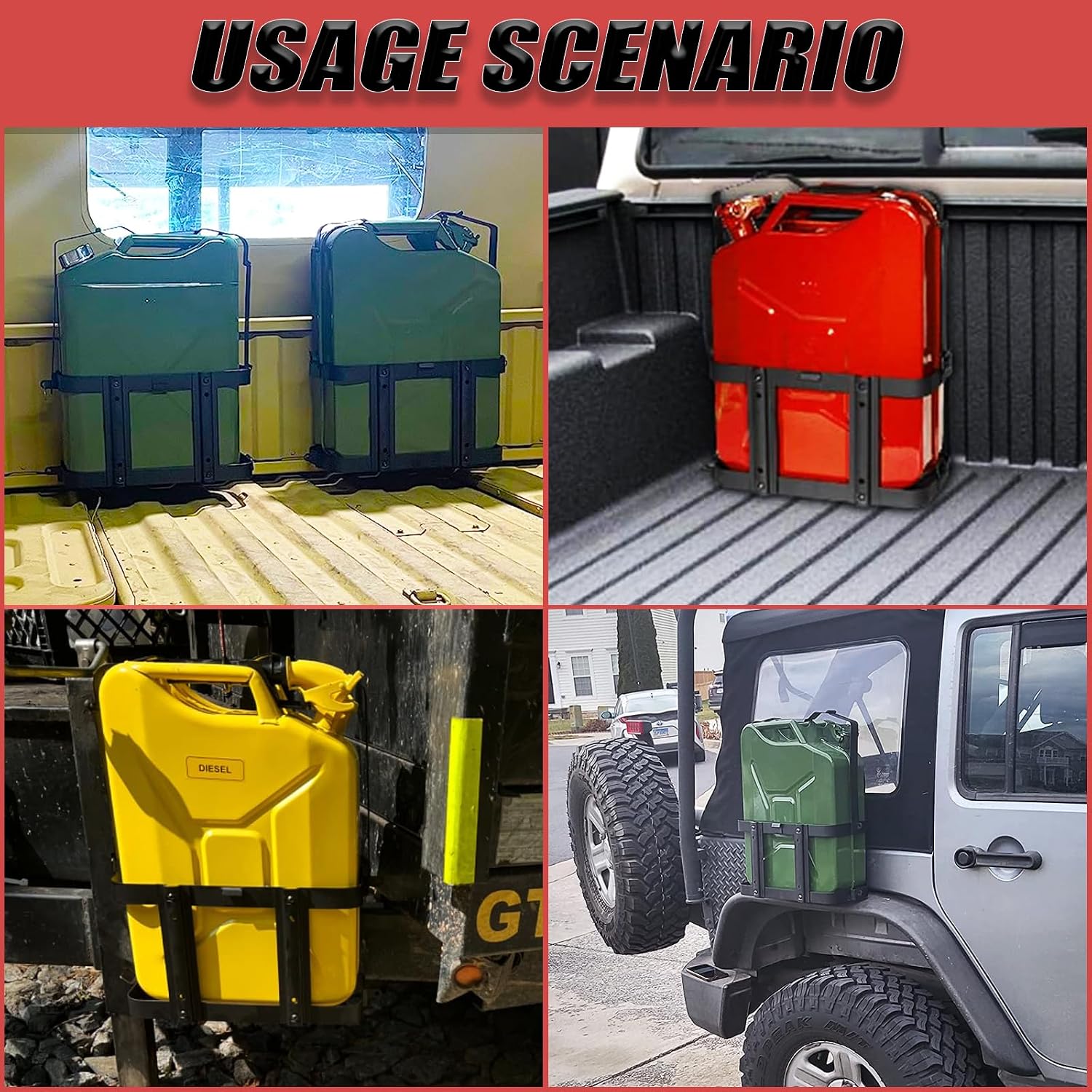 Detachable Jerry Can Mount Holder for 5 Gallon 20L Gas Can | Quick‑release detachable design, sturdy rack for