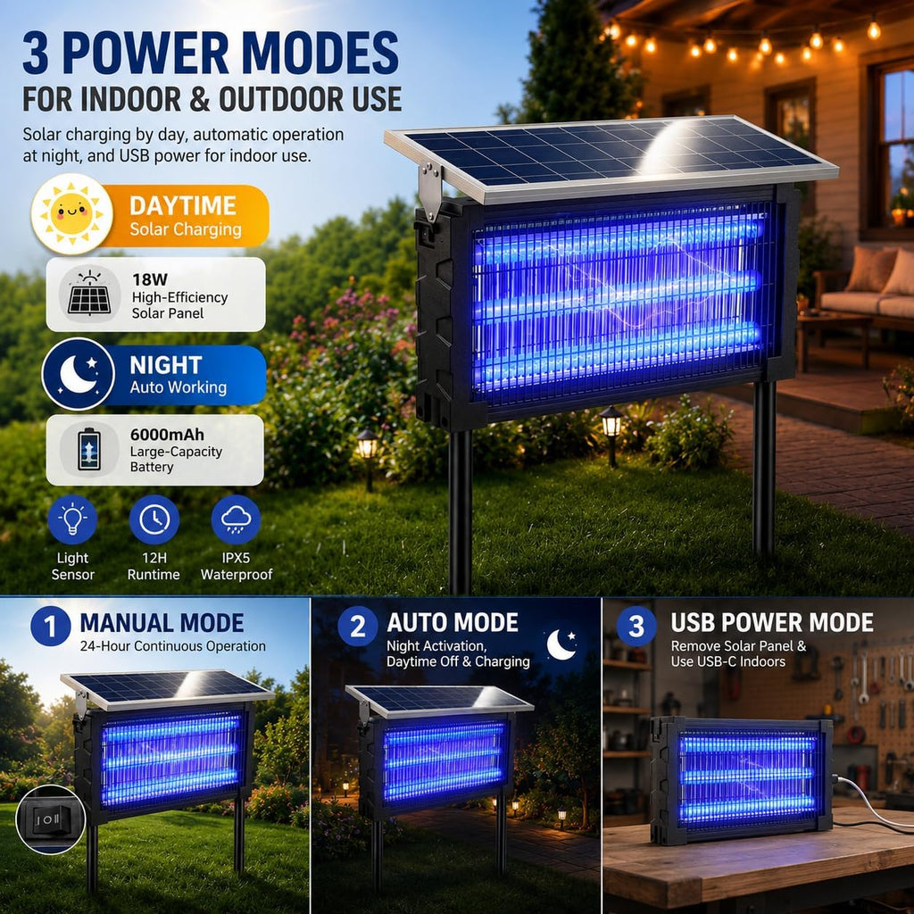 2026 Solar Bug Zapper Outdoor Waterproof Mosquito Repellent Outdoor Patio | 4500V Mosquito Trap & Killer for
