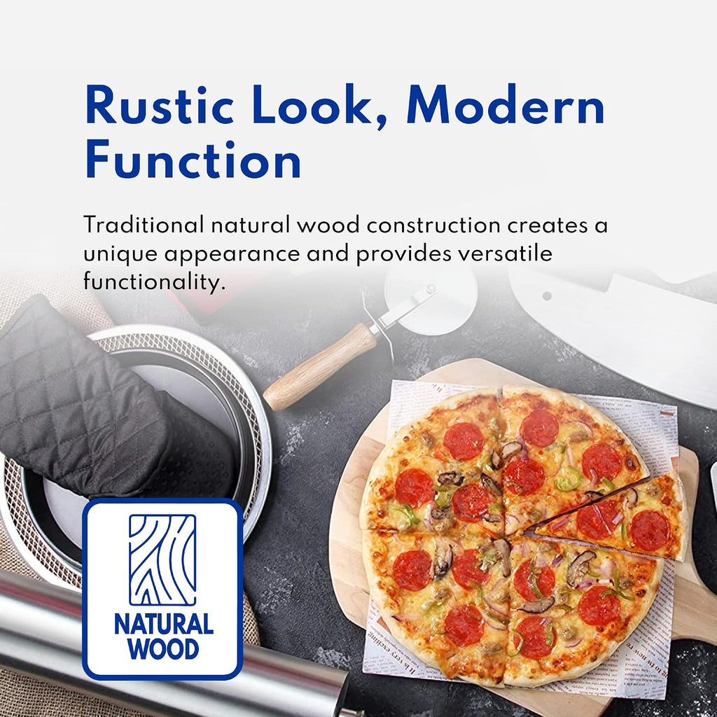 50226 Restaurant-Grade Wooden Pizza Peel, 14" L x 12" W Plate, with 8" L Wooden Handle, 22" Overall Length