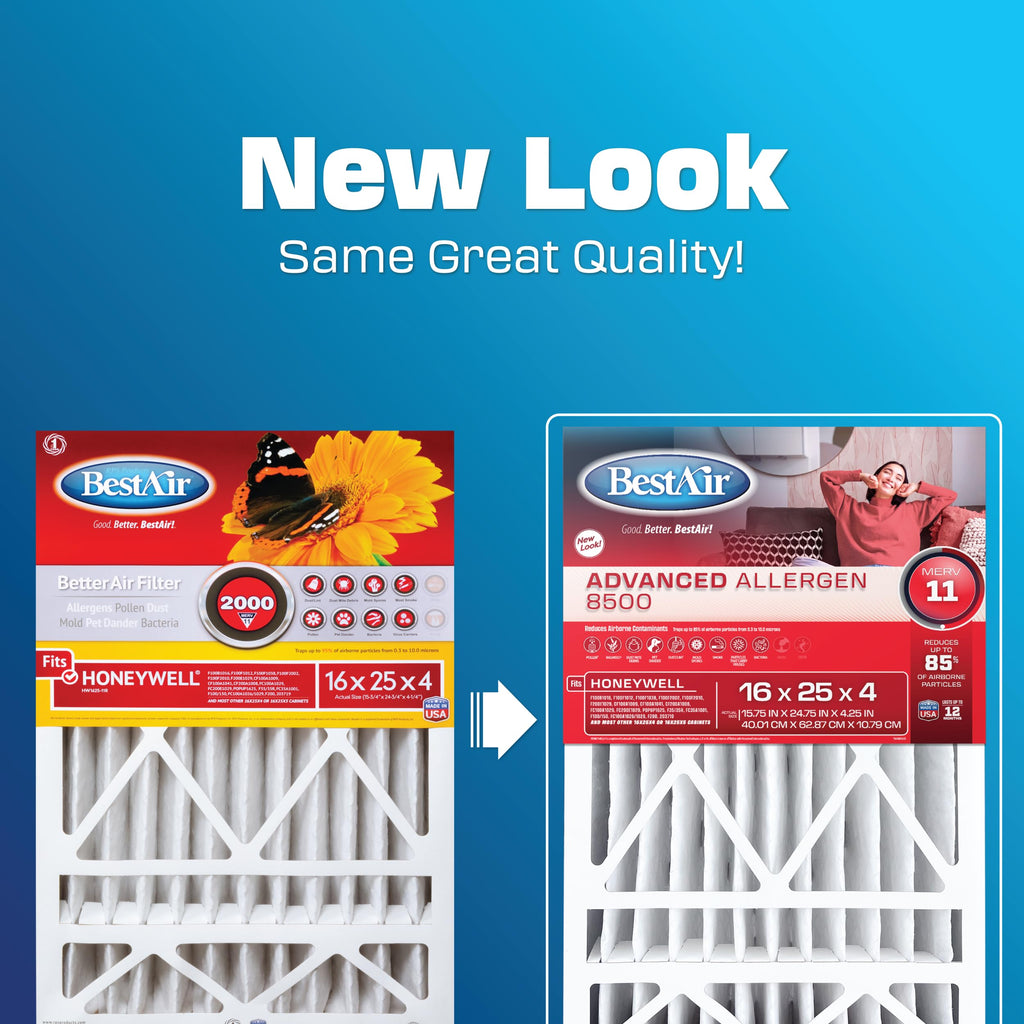 16x25x4 Air Filter MERV 11 Advanced Allergen (3-Pack)