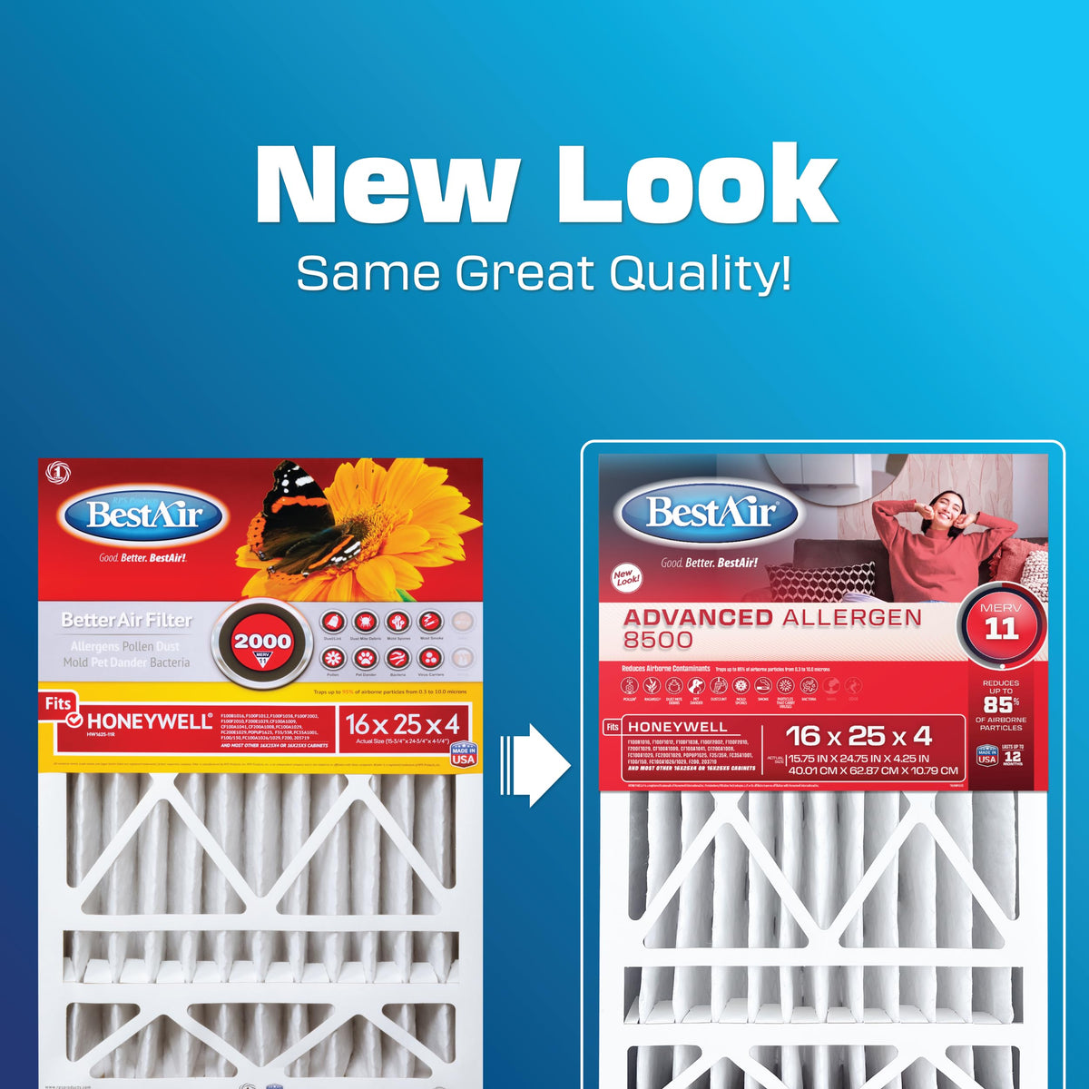 16x25x4 Air Filter MERV 11 Advanced Allergen (3-Pack)