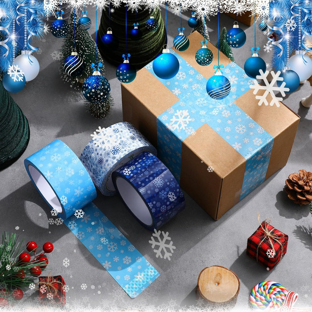 6 Rolls 50 Yard Decorative Packaging Tape, Snowflake