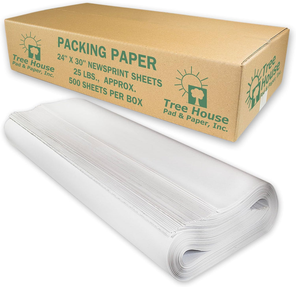 Tree House Packing Paper for Moving – 25lbs - 500 Newsprint Packing Paper Sheets – 24” x 30” Paper for Packing