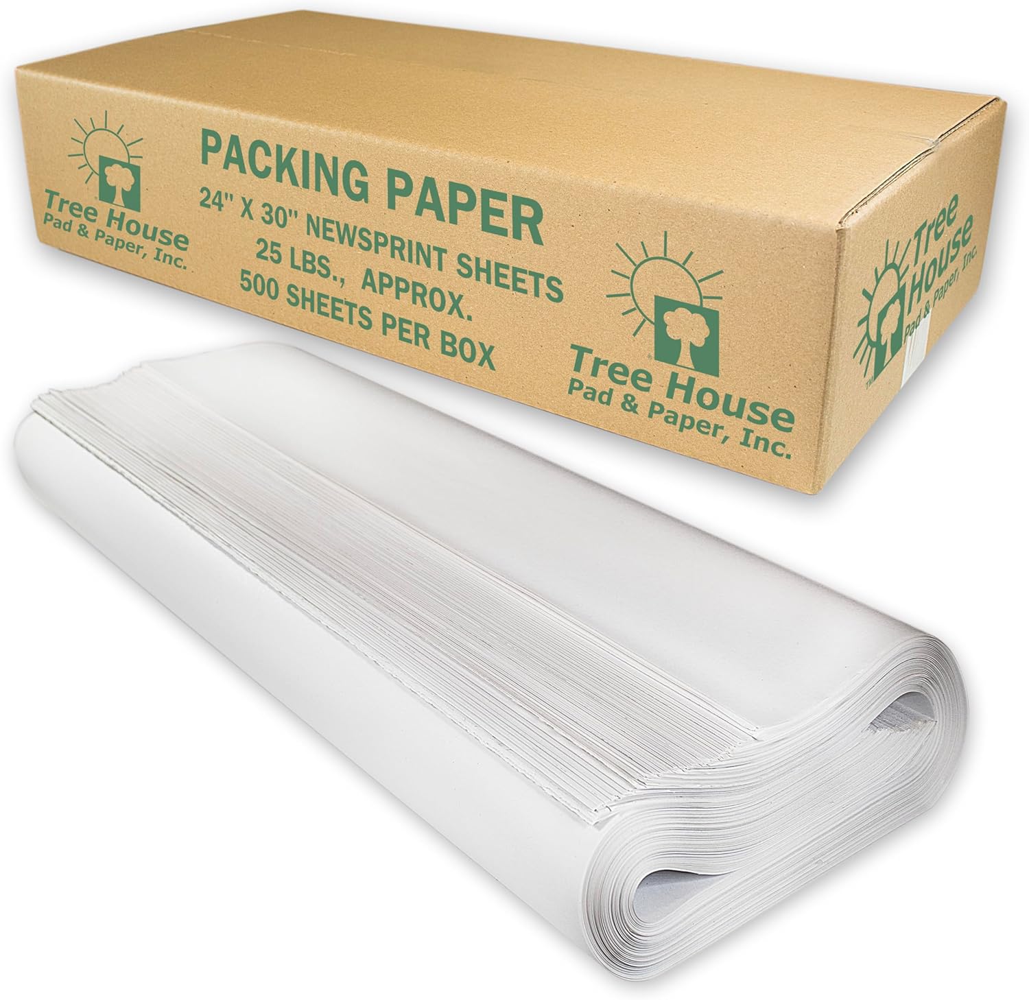 Tree House Packing Paper for Moving – 25lbs - 500 Newsprint Packing Paper Sheets – 24” x 30” Paper for Packing