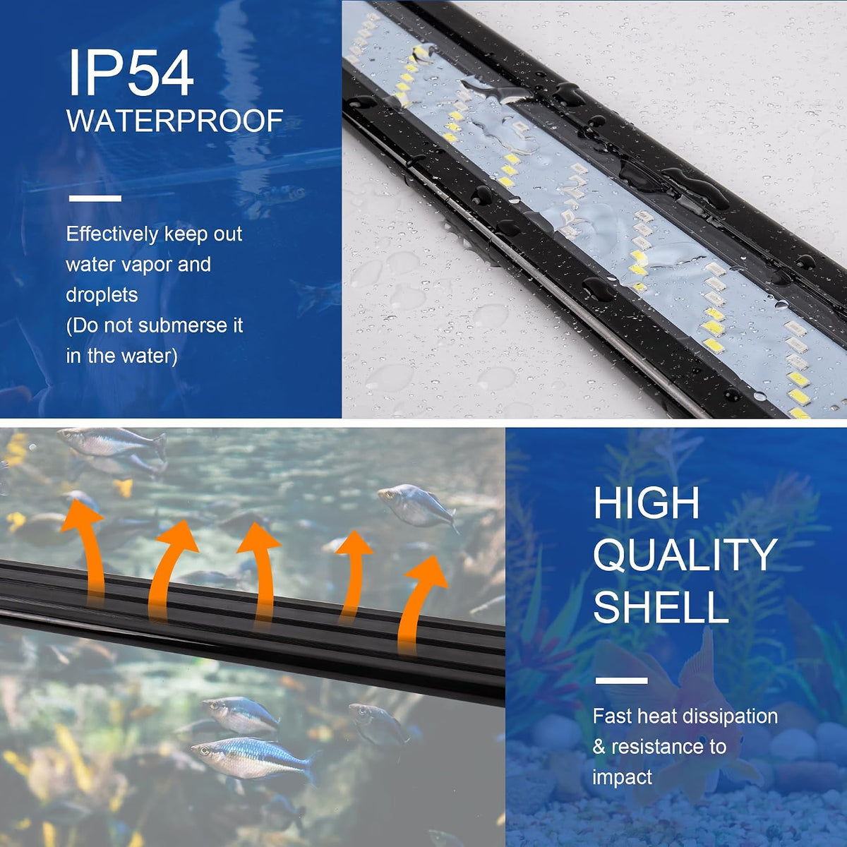 Led Aquarium Light, Full Spectrum Fish Tank Lights, 55/75 Gallon Freshwater Fishtank Hood Lighting for Grow Fish