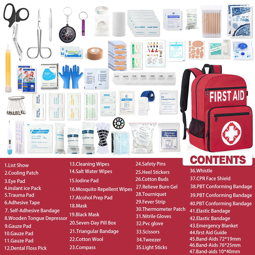 First Aid Kit Backpack Fully stocked, 400pcs Survival Gear