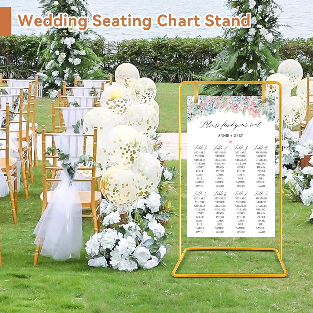 Wedding Welcome Sign Easel Stand Holder 68 x31x 20 With Leather Straps,Gold | Welcome to Our Wedding Sign Holder