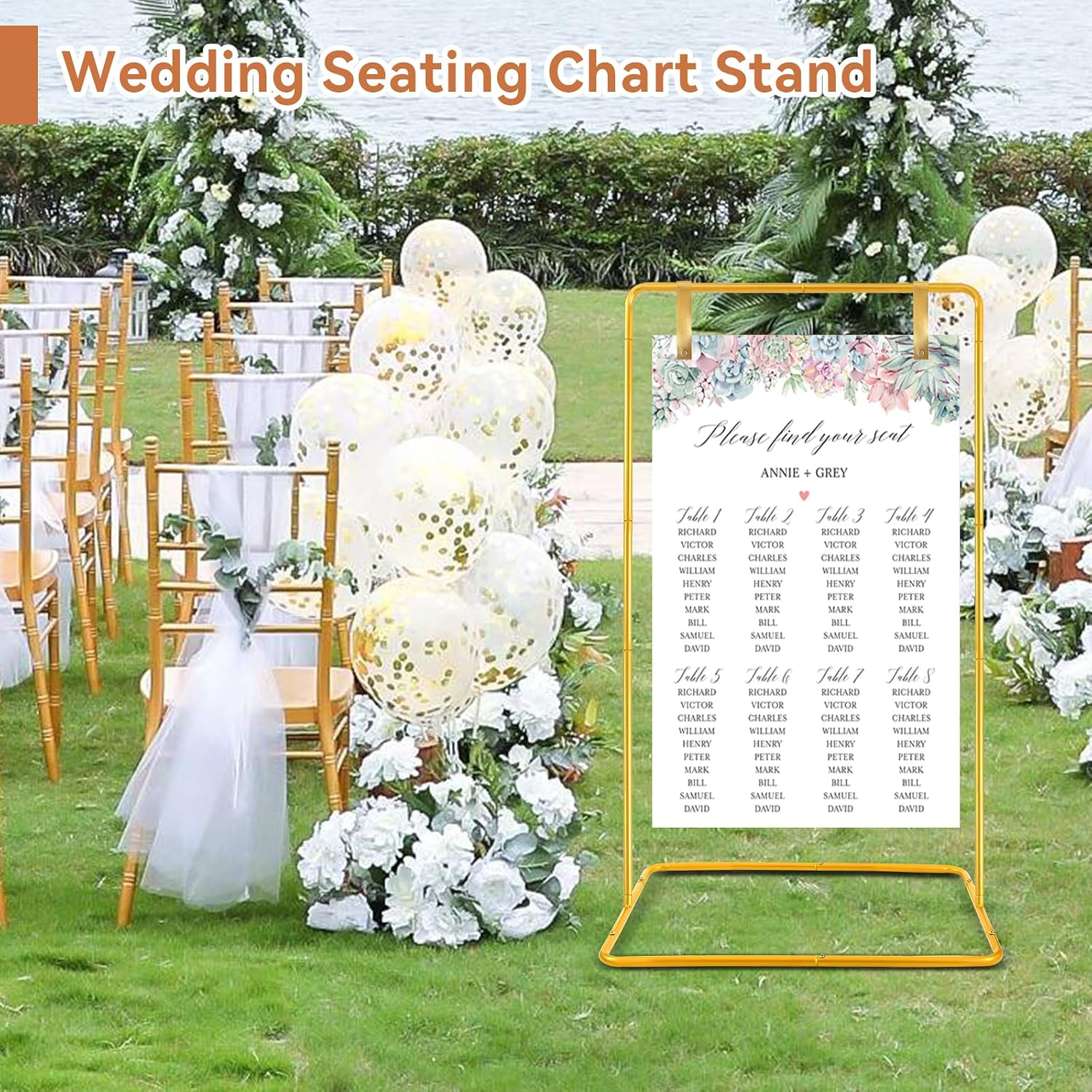 Wedding Welcome Sign Easel Stand Holder 68 x31x 20 With Leather Straps,Gold | Welcome to Our Wedding Sign Holder