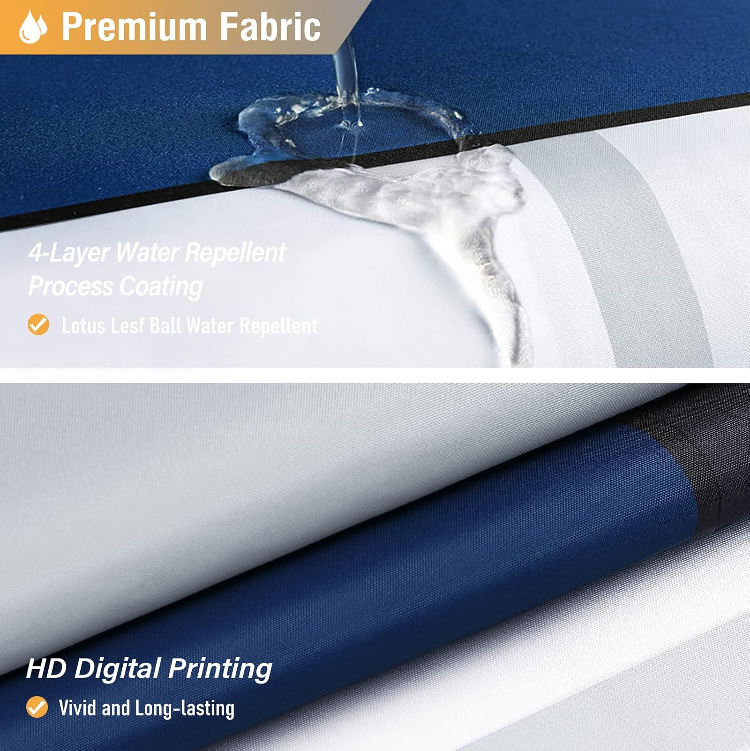 Navy Blue Modern Geometric Waterproof Fabric Shower Curtain Set, 72x72 | Premium Polyester, Decorative Shower Curtain
