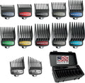 Genuine SECURE-SNAP Colored Metal Clip Guard Set, 12 Guards & Caddy | Metal Clip Guide Comb Set For Wahl Clippers, 12