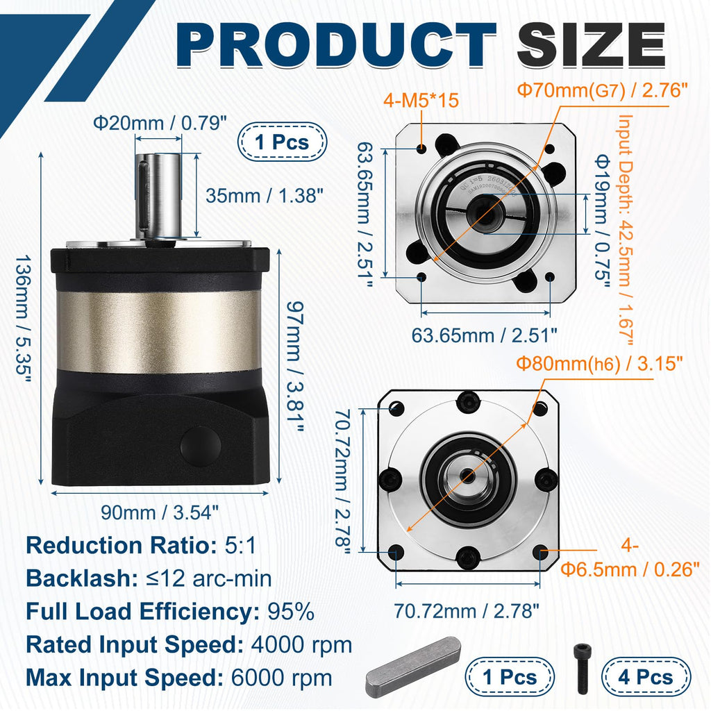 DTGN Planetary Gearbox Speed Reducer Ratio 5:1 Backlash 12 Arc‑min