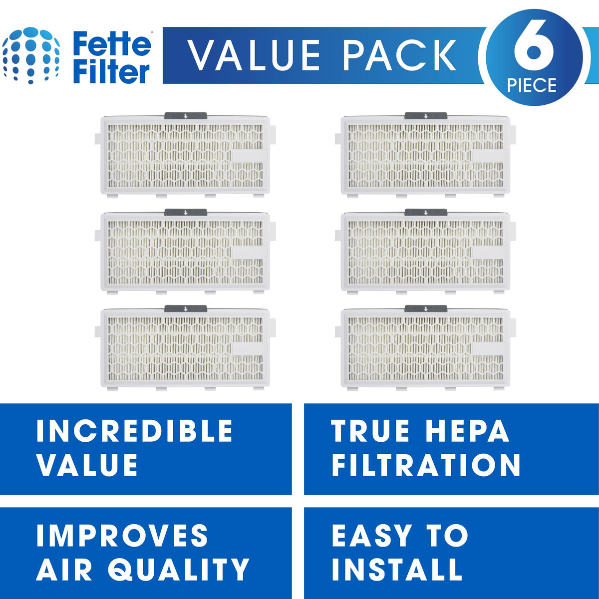 Vacuum Replacement Filter 6-Pack Compatible with Miele SF-HA 50 Canister