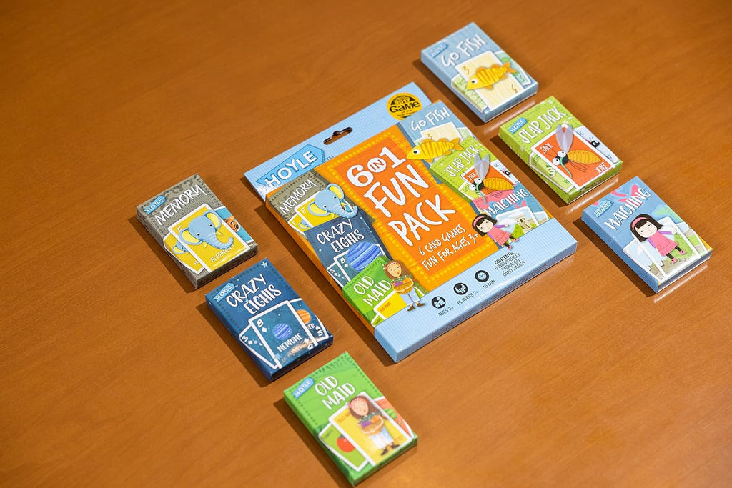 6-in-1 Kids Card Game Pack Go Fish Memory Old Maid Ages 3 Plus | 6 games in 1 pack Go Fish Memory Old Maid Crazy