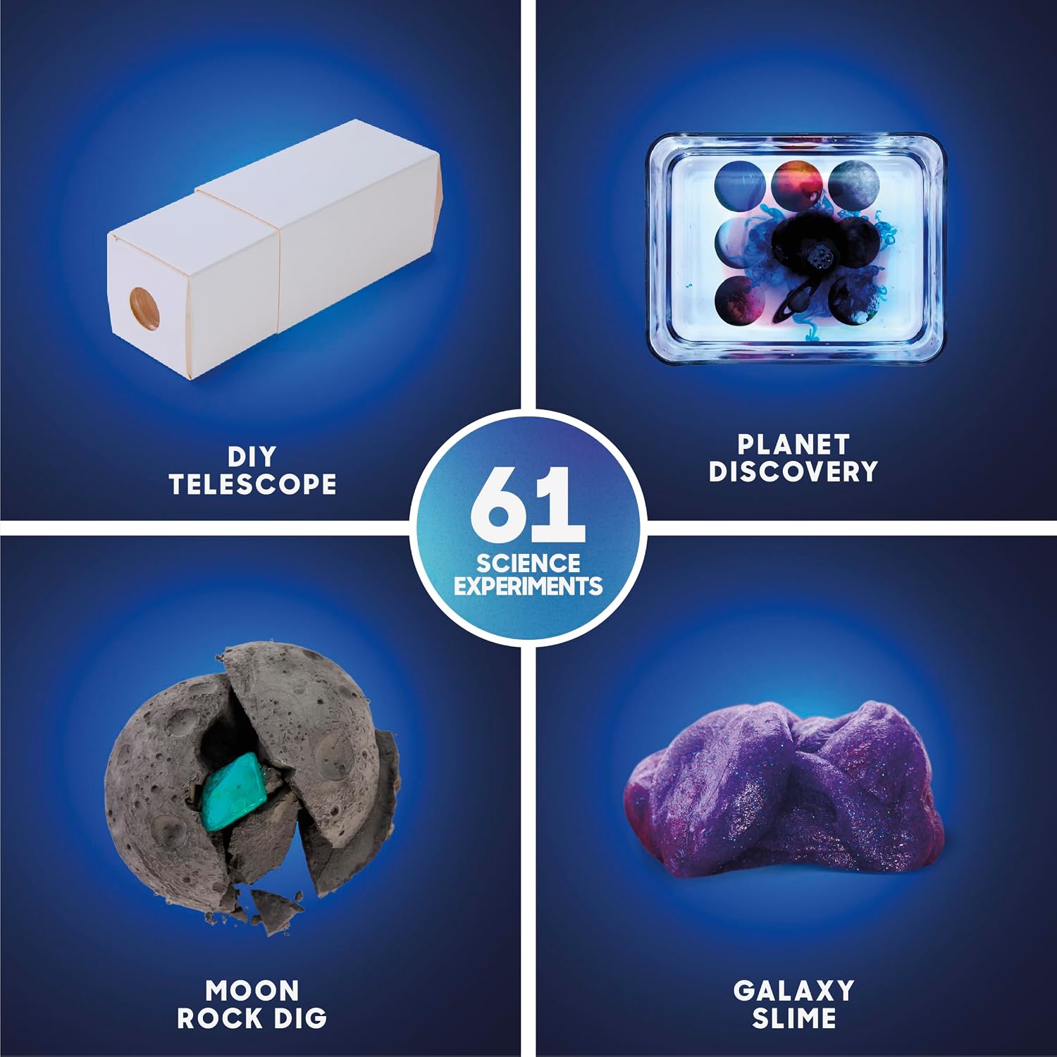 Galactic Space Science Kit – 61 Experiment STEM Lab for Kids| Astronomy & Chemistry Activity Set| Includes DIY