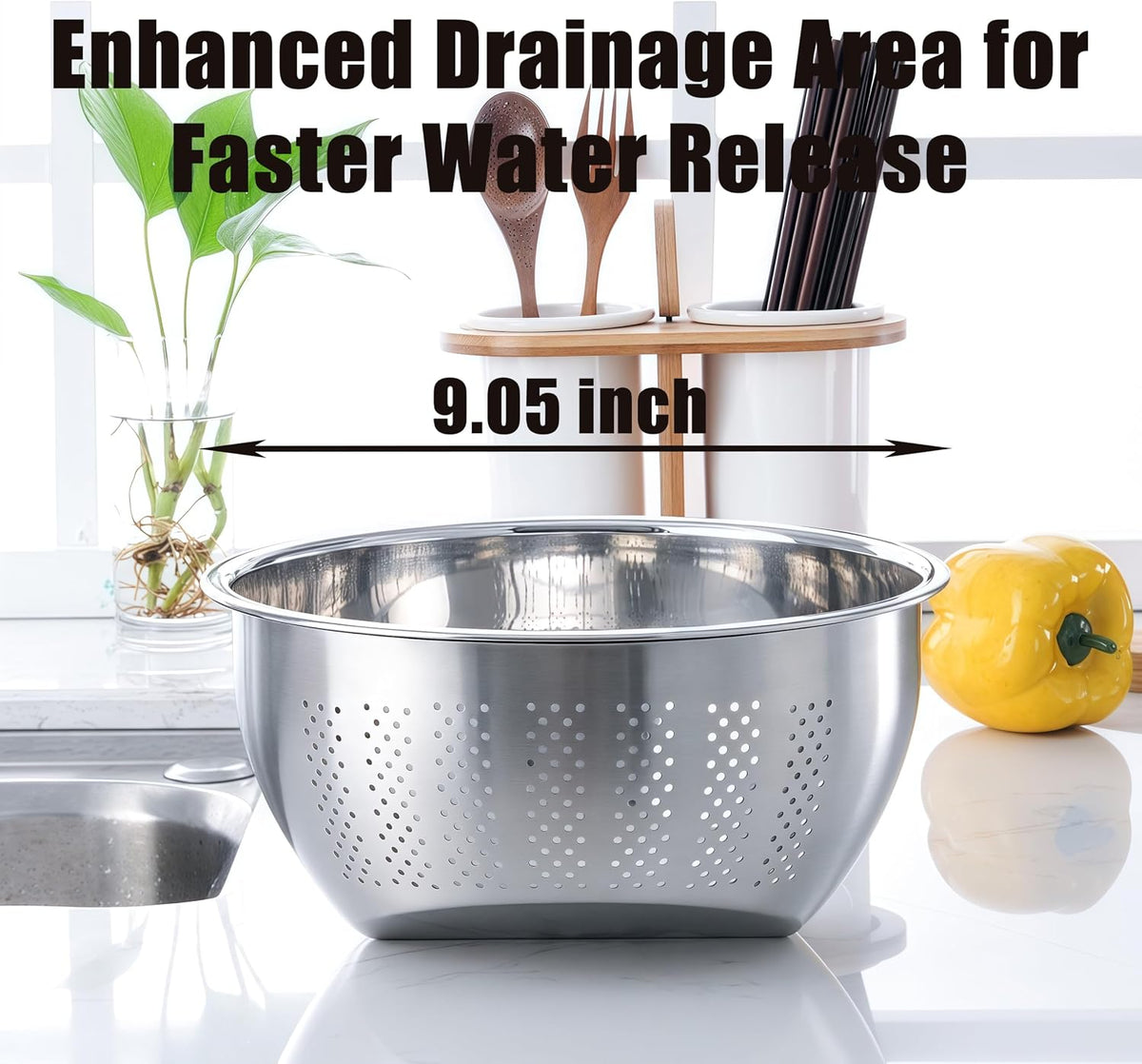 Rice Washer Strainer Bowl, Stainless Steel Quinoa Washing Bowl