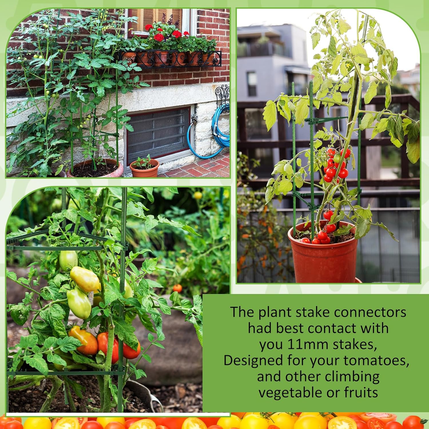 50 Pcs Adjustable Plant Stake Arms for Tomato Cage 11 Inch Expandable Trellis Connectors 11mm Diameter Garden Plant
