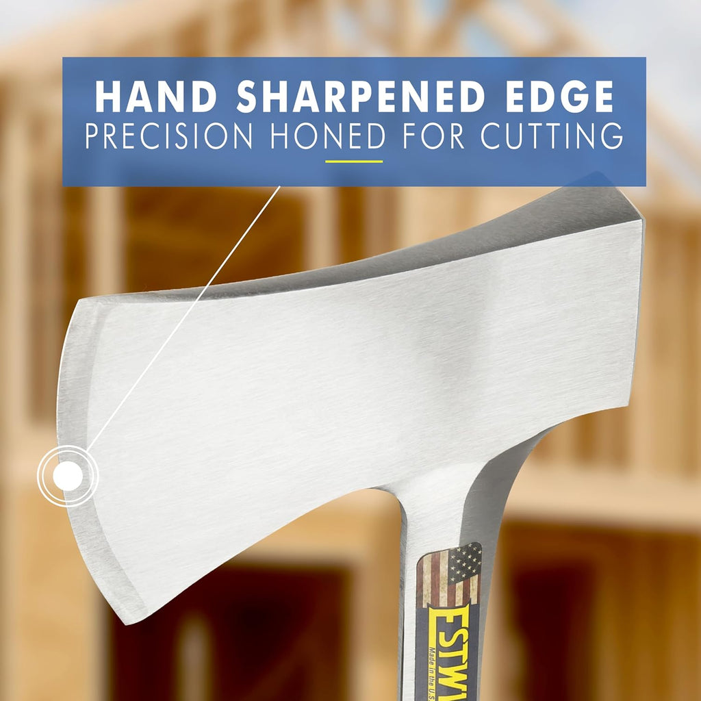 Sportsman's Axe, 14" Leather Grip Hatchet, E24A | Made in USA, Outdoor Versatility, Genuine Leather Grip, Forged In