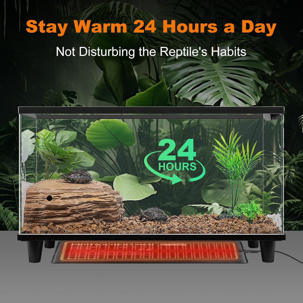 Reptile Heat Pad 8x18 Inch 24W Under Tank Terrarium Heating Mat, Reptile Heat Mat, Reptile Heating Pad for Turtle