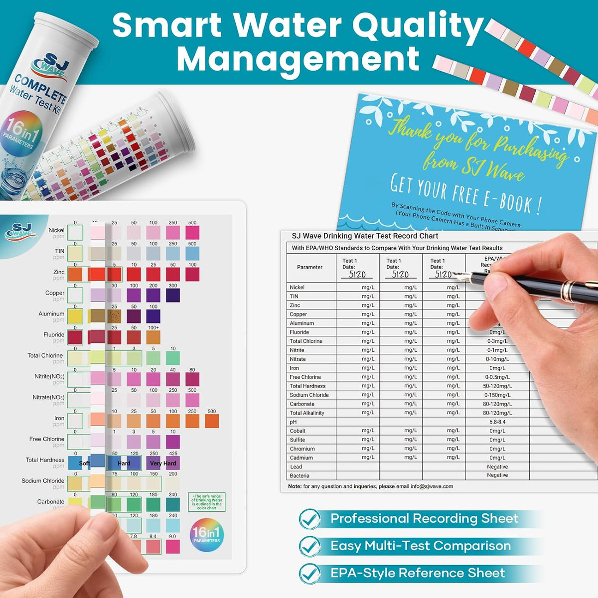 22 in 1 Water Test Kits - 125 Strips Drinking Water Test Kit, Home Tap and Well Water Tester for Bacteria pH Hardness