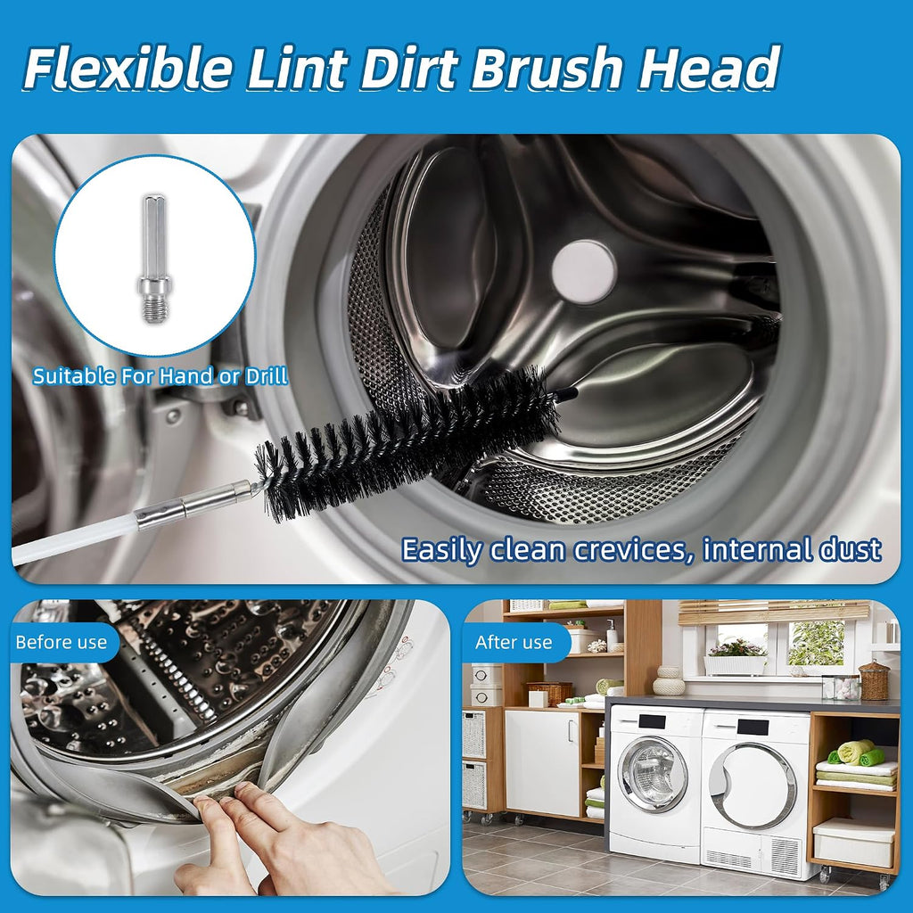 21FT Chimney Brush Kit, Multi-Purpose Dryer Vent Cleaning Brush Kit with 4" Brush Head, Professional Lint Cleaning