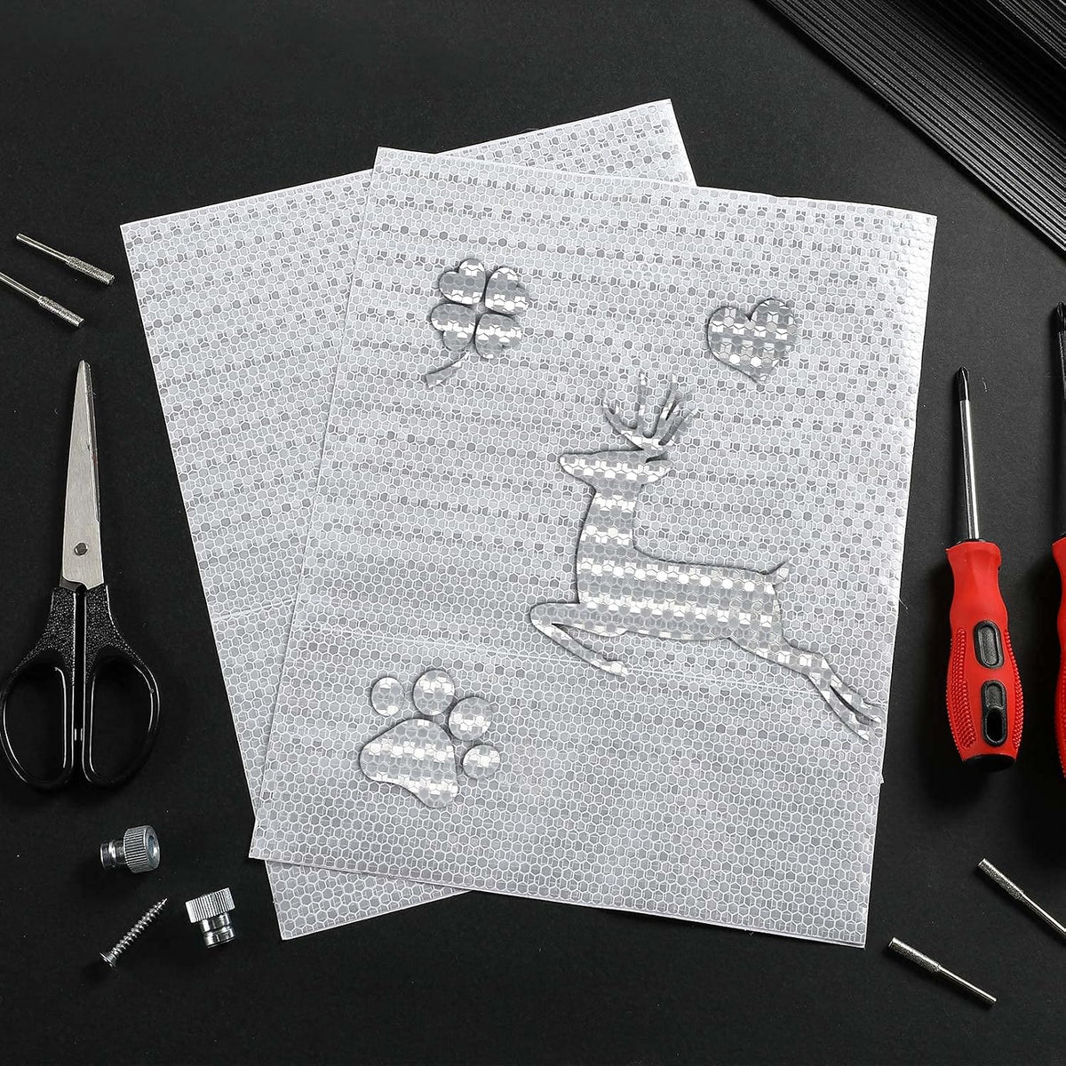 7 Sheets 8.86'' x 11.42'' Adhesive Reflective Stickers Flexible Waterproof Warning Reflective Tape Night Lighting