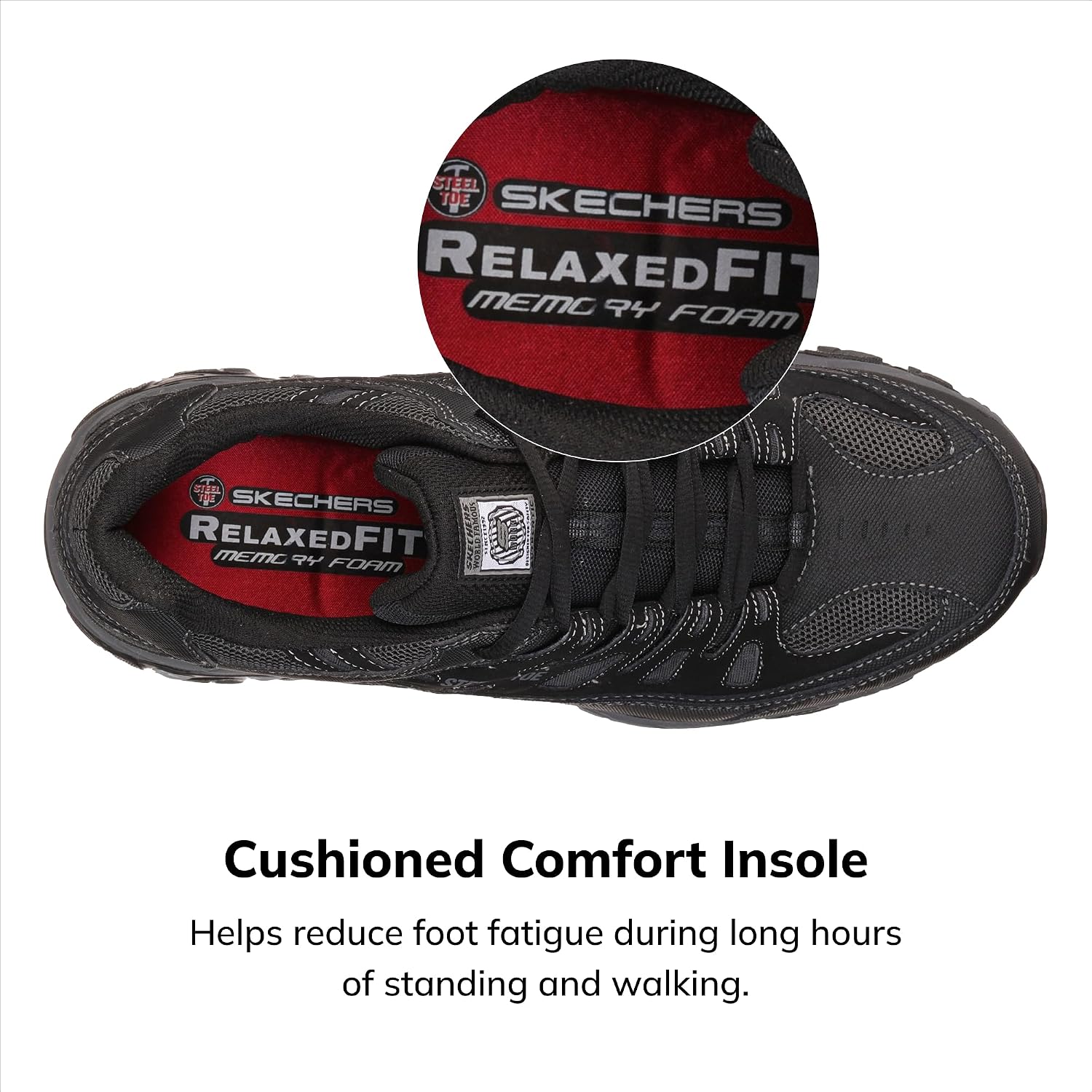 Men's Cankton Steel Toe Construction Shoe - Electrical Hazard Rated, Memory Foam | Walking, Slip-ins, Max Cushioning